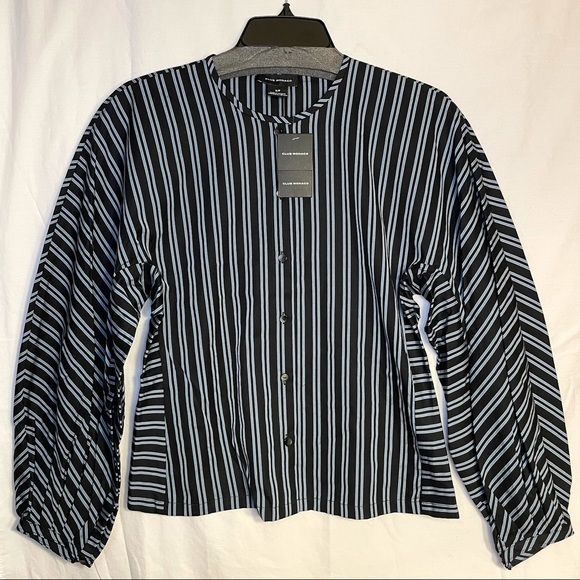 Club Monaco Striped Dolman Striped Button Down Top - Picture 3 of 8
